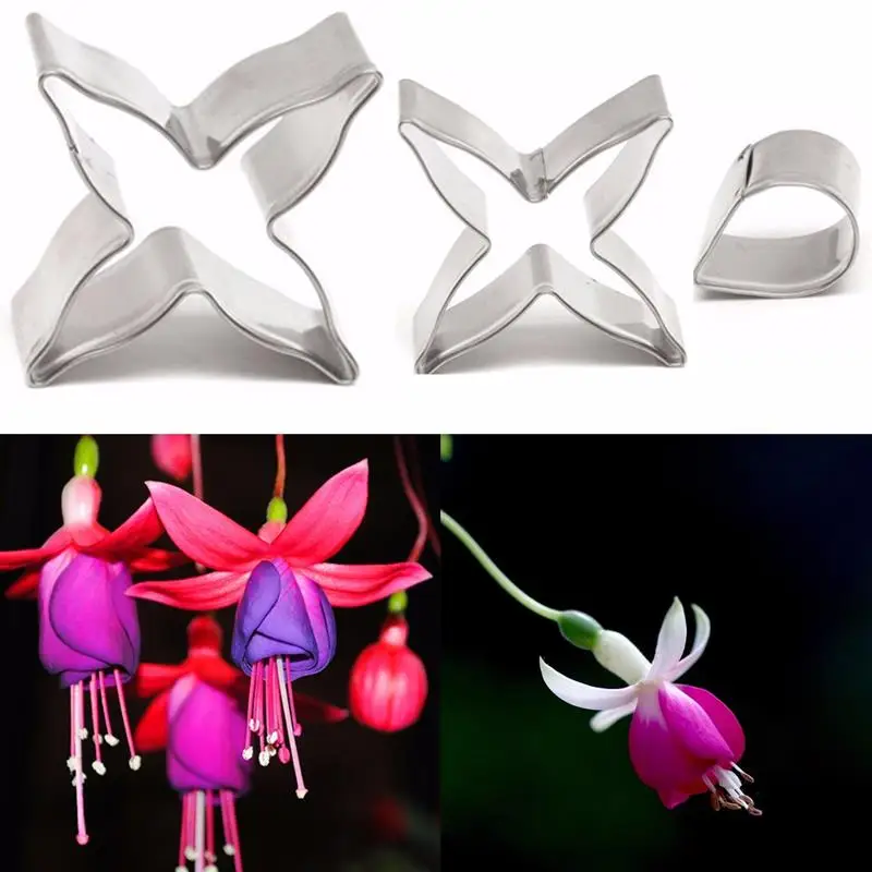 Fuchsia Flower Shape Chocolate Cookie Cutters Candy Biscuit Jelly Baking Tool Fondant Cake Stainless Steel Mold 3pcs/set A768
Fuchsia Flower Shape Chocolate Cookie Cutters Candy Biscuit Jelly Baking Tool Fondant Cake Stainless Steel Mold 3pcs/set A768