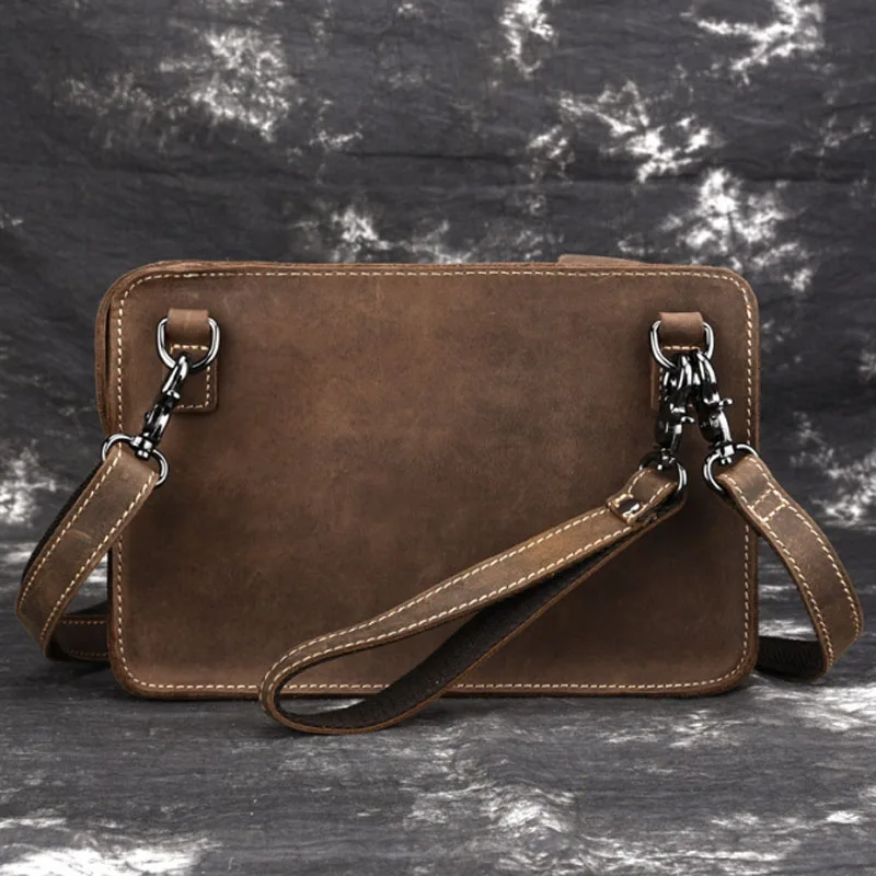 Мужской клатч мессенджер из воловьей кожи натуральной кожи|clutch bag|business bagcrossbody bag |