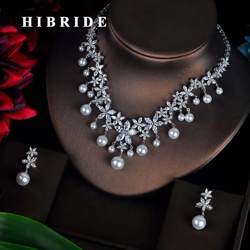 HIBRIDE White gold Color Luxury Pearl Jewelry Sets High Quality Austrian Crystal Pearl Pendant Women Bridal Jewelry Sets N-161
HIBRIDE White gold Color Luxury Pearl Jewelry Sets High Quality Austrian Crystal Pearl Pendant Women Bridal Jewelry Sets N-161
