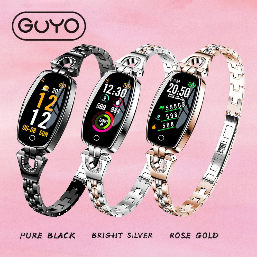 GUYO Смарт часы Модные женские пульсометр кровяное давление SmartWatch шагомер