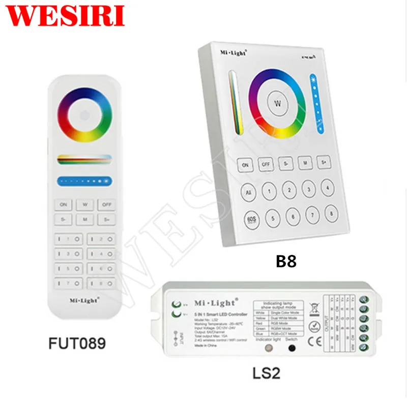 Milight 2.4G Wireless 8 Zone FUT089 RF Remote B8 Wall-mounted Touch Panel LS2 5in1 Smart LED Controller for RGB+CCT LED Strip
Milight 2.4G Wireless 8 Zone FUT089 RF Remote B8 Wall-mounted Touch Panel LS2 5in1 Smart LED Controller for RGB+CCT LED Strip