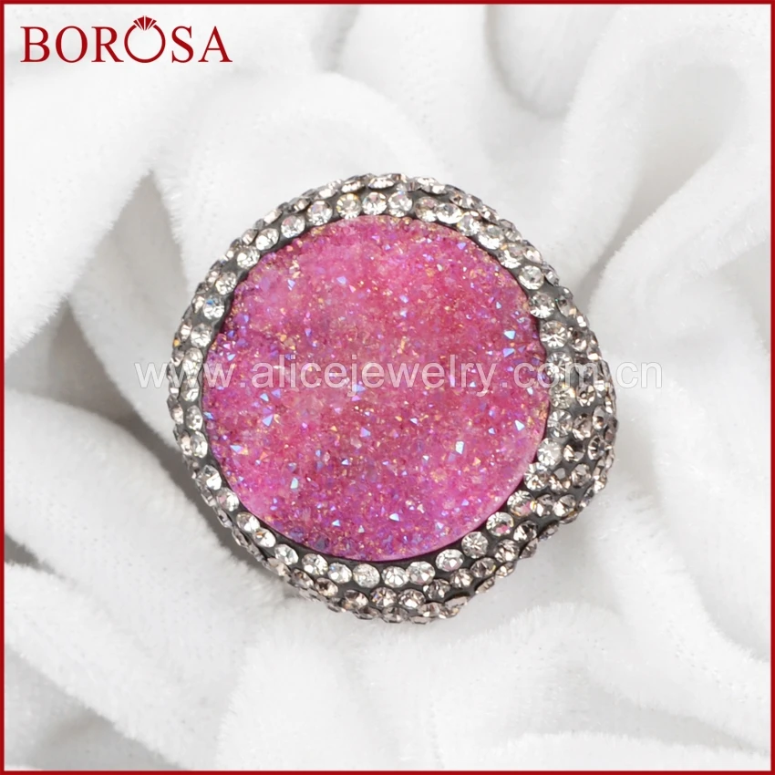 BOROSA Silver Color Hot Pink Round Stone Druzy Geode Ring with Transparent Gray Zircon Druzy Drusy Geode Ring for Women JAB085
BOROSA Silver Color Hot Pink Round Stone Druzy Geode Ring with Transparent Gray Zircon Druzy Drusy Geode Ring for Women JAB085