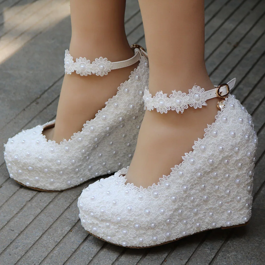 Women's Lace Flower A Word Strap Large Size Platform Wedding Wedges Shoes Basic Buckle Strap Floral Super High heels Shoes
Women's Lace Flower A Word Strap Large Size Platform Wedding Wedges Shoes Basic Buckle Strap Floral Super High heels Shoes