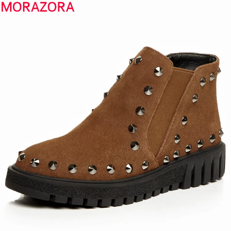 MORAZORA 2018 top quality cow suede leather boots women round toe autumn winter boots comfortable flat shoes ladies ankle boots
MORAZORA 2018 top quality cow suede leather boots women round toe autumn winter boots comfortable flat shoes ladies ankle boots