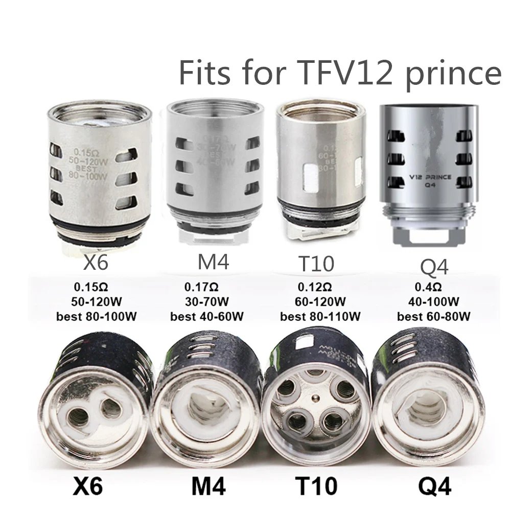 

5pcs V12 Prince-M4/Q4/X6/T10 Replacement Coil Head Atomizer Core for SMOK TFV12 Prince Tank Mag 225w TC Kit