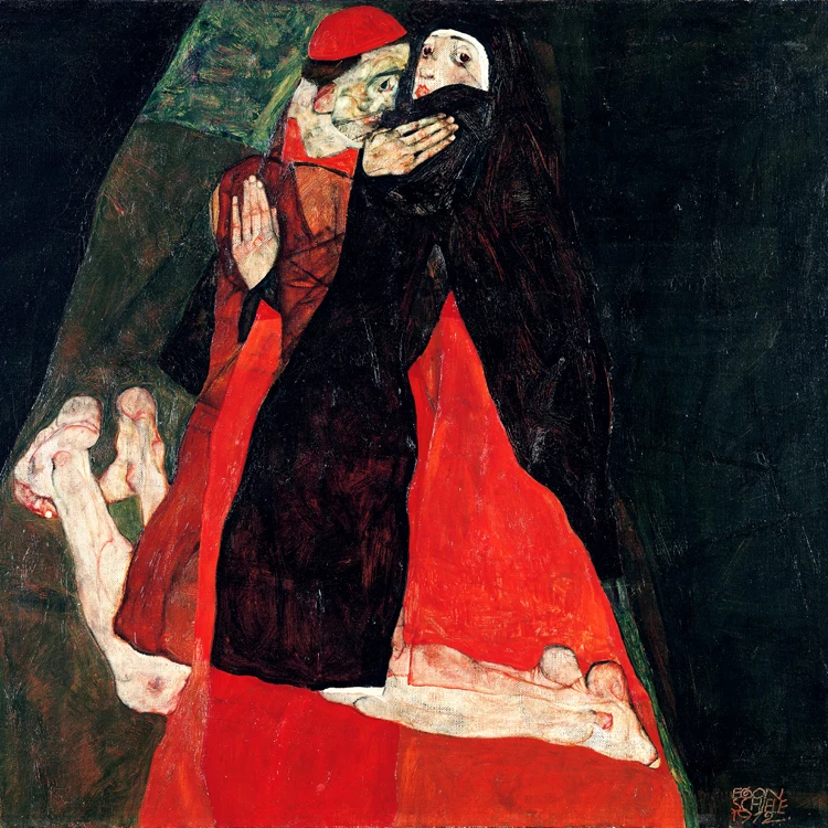 

nude canvas paintings portrait picture modern art masterpiece reproduction Cardinal and Nun (Liebkosung), 1912 By Egon Schiele