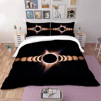 Total solar eclipse Bedding set Cool black color Duvet Cover Pillowcases Twin Full Queen King Size bed linen 3pcs new
Total solar eclipse Bedding set Cool black color Duvet Cover Pillowcases Twin Full Queen King Size bed linen 3pcs new