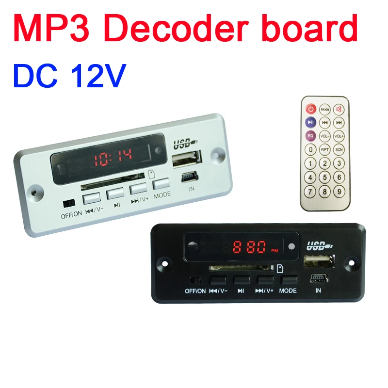 dc 5V/12v MP3 decoder board Audio SD card/ USB music player panel Digital LED display FM radio module + IR Remote FM Radio CAR
dc 5V/12v MP3 decoder board Audio SD card/ USB music player panel Digital LED display FM radio module + IR Remote FM Radio CAR