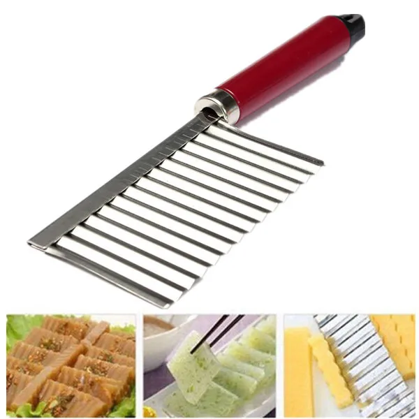 Stainless Steel Potato Dough Waves Crinkle Cutter Slicer Home Kitchen Vegetable Chip Blade Knife
Stainless Steel Potato Dough Waves Crinkle Cutter Slicer Home Kitchen Vegetable Chip Blade Knife