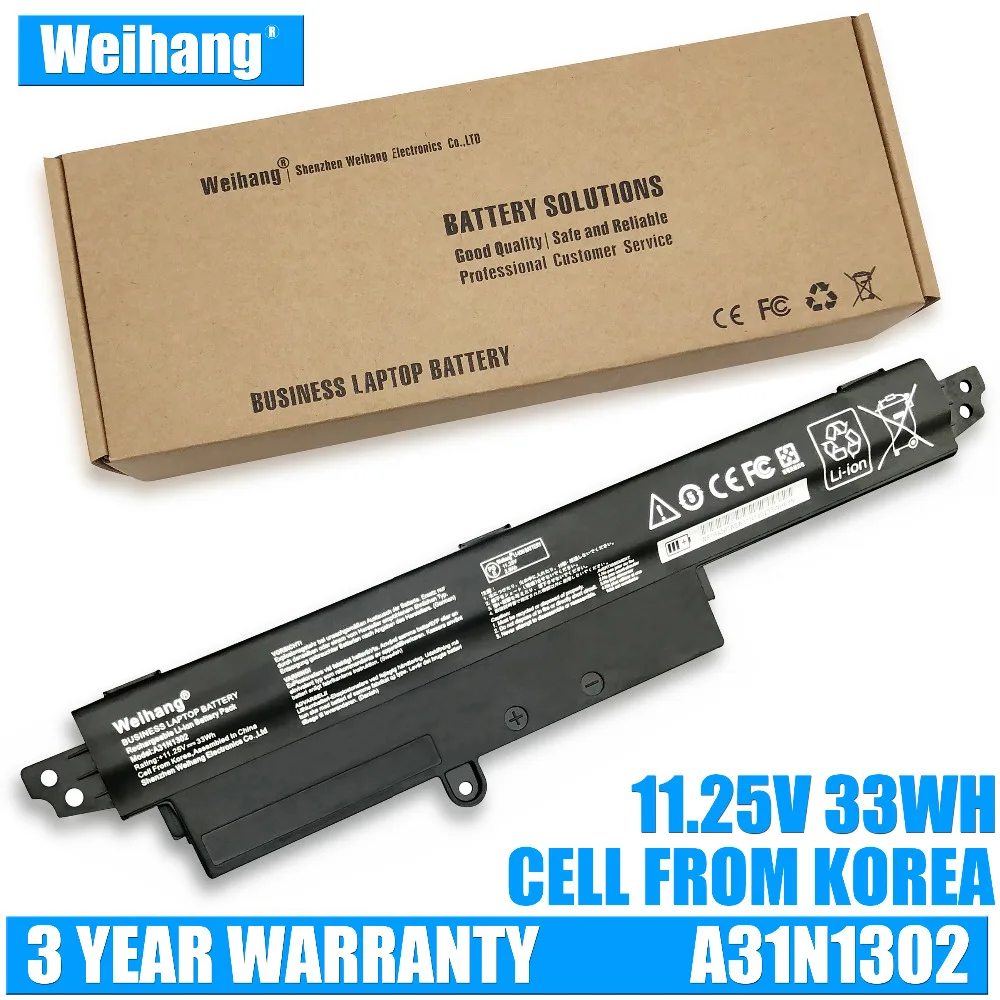 Weihang 11.25V 33Wh A31N1302 Battery For ASUS VivoBook X200CA X200MA X200M X200LA F200CA X200CA R200CA 11.6" A31LMH2 A31LM9H
Weihang 11.25V 33Wh A31N1302 Battery For ASUS VivoBook X200CA X200MA X200M X200LA F200CA X200CA R200CA 11.6" A31LMH2 A31LM9H