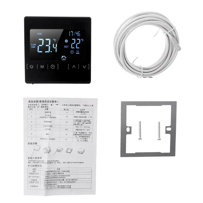 LCD Touch Screen Thermostat Electric Floor Heating System Heating Thermoregulator AC85-240V Temperature Controller 110V 220V 16A
LCD Touch Screen Thermostat Electric Floor Heating System Heating Thermoregulator AC85-240V Temperature Controller 110V 220V 16A