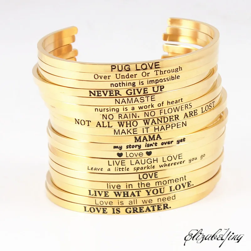 2018 Stainless Steel Engraved Positive Inspirational Quote Hand Cuff Mantra Bracelet Bangles For Women Best Gifts EB-010
2018 Stainless Steel Engraved Positive Inspirational Quote Hand Cuff Mantra Bracelet Bangles For Women Best Gifts EB-010
