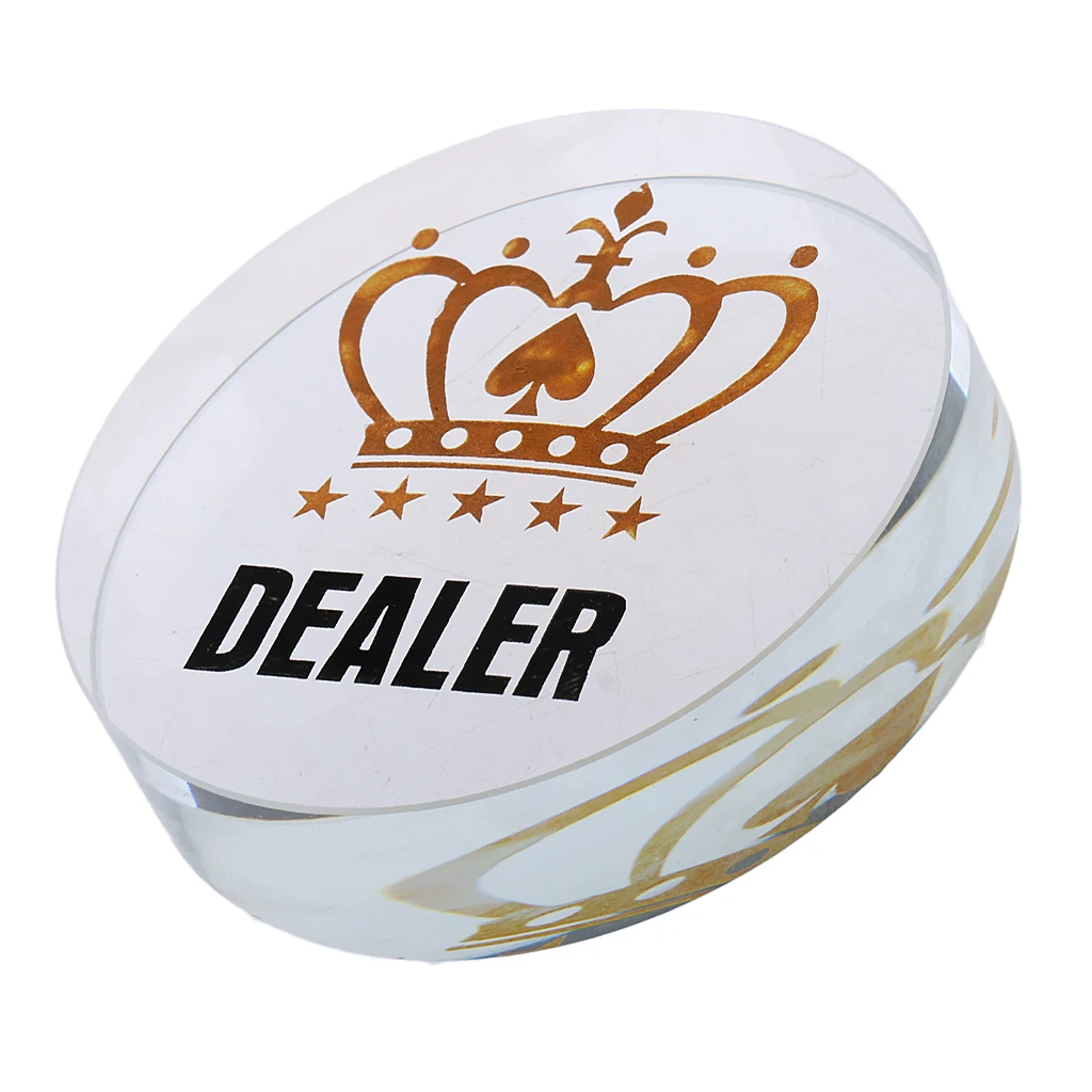 2 Pieces Chip Dealer Button for Casino Tool Poker Game Accessory Transparent Poker Tournaments Prop