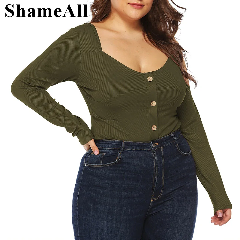 Plus Size Square Collar Plunge Neck Front Button Up Jumpsuits 3Xl Sexy Backless Long Sleeve Bodycon Rompers Women Jumpsuit
Plus Size Square Collar Plunge Neck Front Button Up Jumpsuits 3Xl Sexy Backless Long Sleeve Bodycon Rompers Women Jumpsuit
