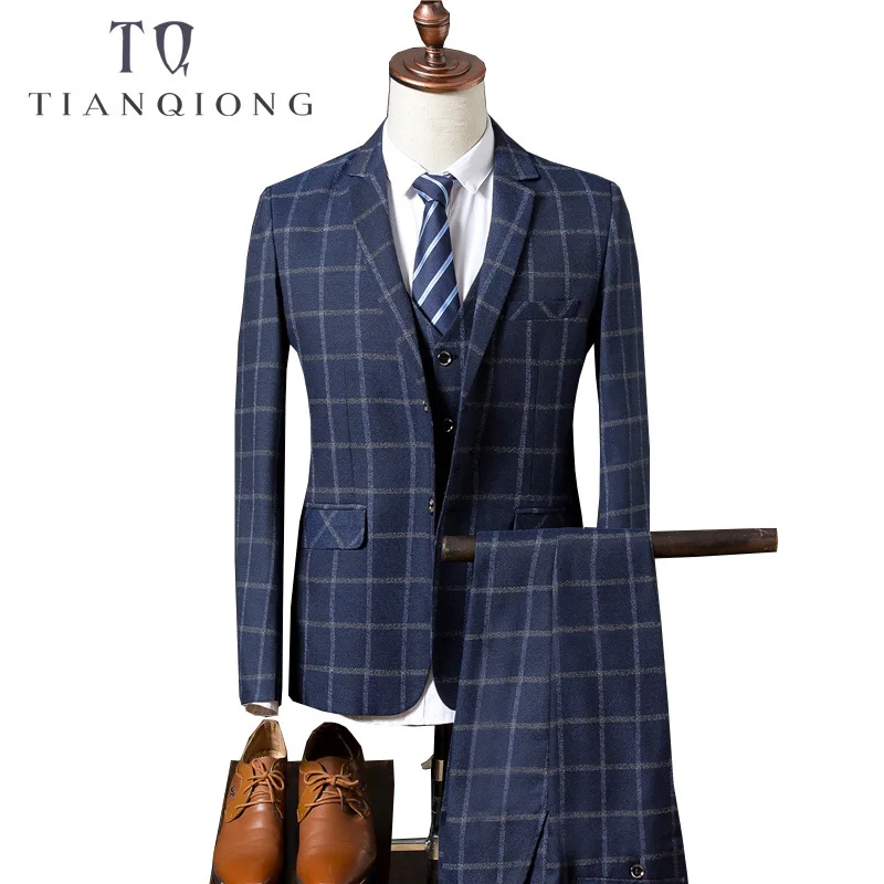 TIAN QIONG Brand New Groomsmen Lapel Groom Tuxedos Blue Plaid Men Wedding Suits Business Men Office Wear (Jacket+Pants+Vest)
TIAN QIONG Brand New Groomsmen Lapel Groom Tuxedos Blue Plaid Men Wedding Suits Business Men Office Wear (Jacket+Pants+Vest)