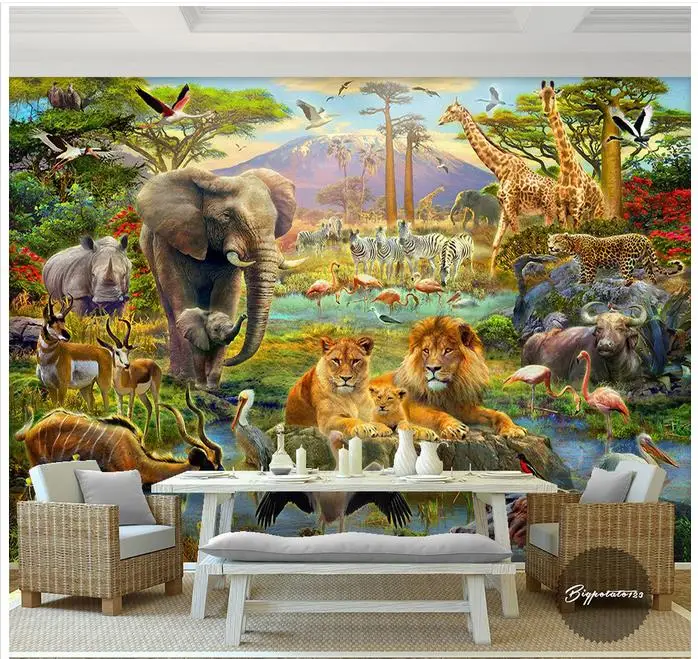Custom High-end mural 3d wallpaper murals wall Forest elephant lion giraffe antelope forest animal world children painting wall
Custom High-end mural 3d wallpaper murals wall Forest elephant lion giraffe antelope forest animal world children painting wall