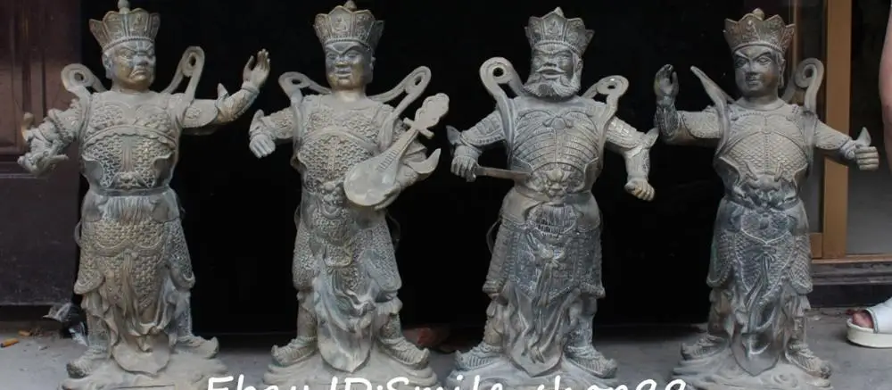 Old 19TH White Copper 4 Great Heavenly Kings Warrior Dragon instrument Full Set
Old 19TH White Copper 4 Great Heavenly Kings Warrior Dragon instrument Full Set