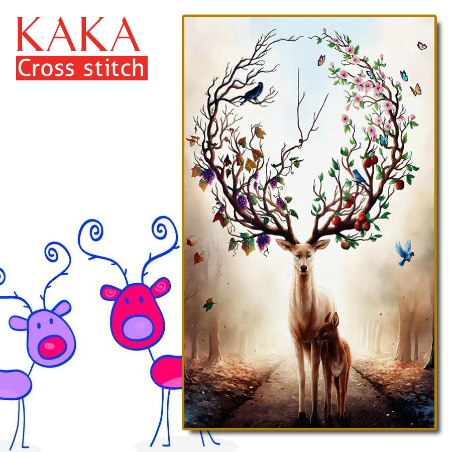 KAKA Cross stitch kits Embroidery needlework sets with printed pattern,11CT canvas,Home Decor for garden House,5D Animal Elk
KAKA Cross stitch kits Embroidery needlework sets with printed pattern,11CT canvas,Home Decor for garden House,5D Animal Elk