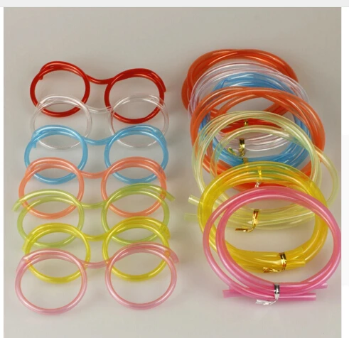 Веселые Мягкие пластиковые соломинки забавные очки гибкие питьевые игрушки