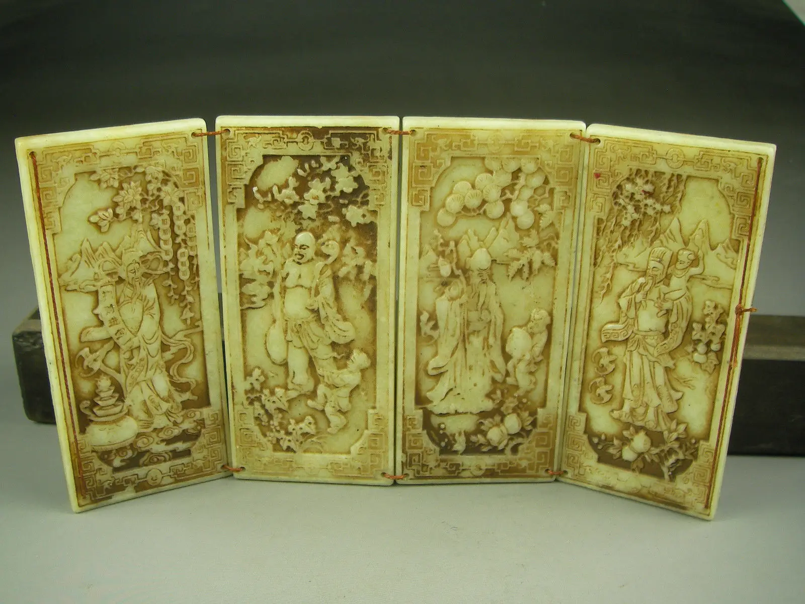 Chinese Hand-carved Jade Statues Fu Lu Shou Wealth Four Gods Ward Off Evil Spirits Good Luck Jade Brand Card 4pcs Set
Chinese Hand-carved Jade Statues Fu Lu Shou Wealth Four Gods Ward Off Evil Spirits Good Luck Jade Brand Card 4pcs Set