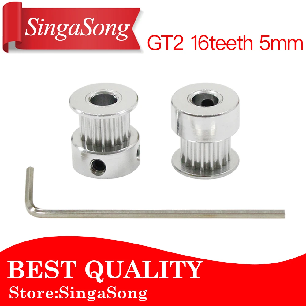 3D Printer Parts Accessory GT2 16teeth 16 teeth Bore 5mm Timing Alumium Pulley fit for GT2-6mm Open Timing Belt