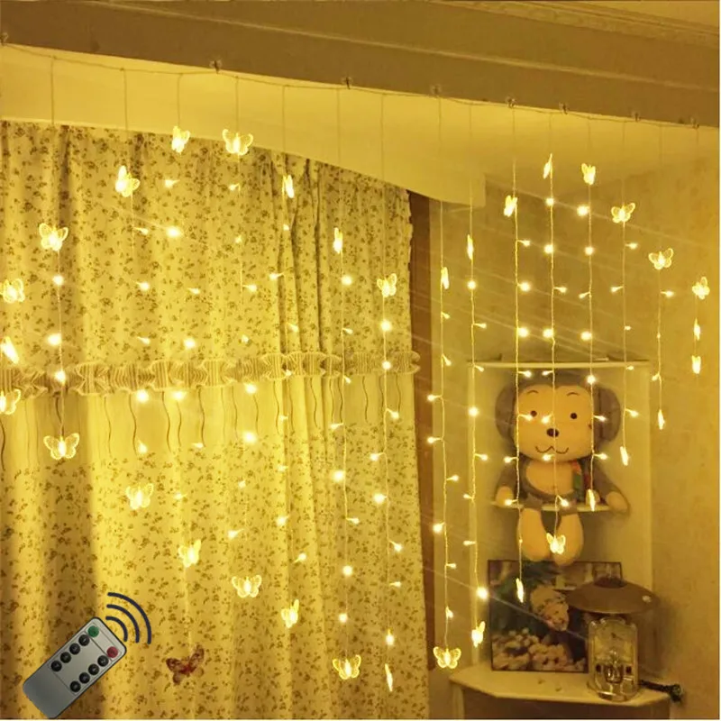 Remote 2x1.5m Butterfly Curtain LED String Light Love Hearts Lights Warm white Holiday Valentine Wedding Decorative Window lamps
Remote 2x1.5m Butterfly Curtain LED String Light Love Hearts Lights Warm white Holiday Valentine Wedding Decorative Window lamps
