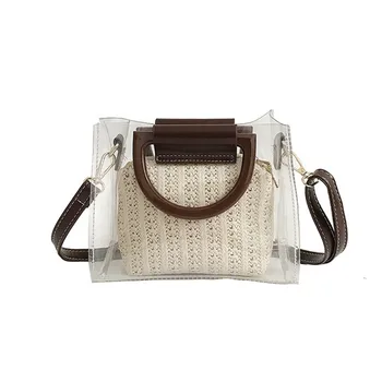 Straw Weaving Transparent Shoulder Bags Fashion Women Weave Feather Waterproof Bucket Crossbody Shoulder Bag Sac
Straw Weaving Transparent Shoulder Bags Fashion Women Weave Feather Waterproof Bucket Crossbody Shoulder Bag Sac