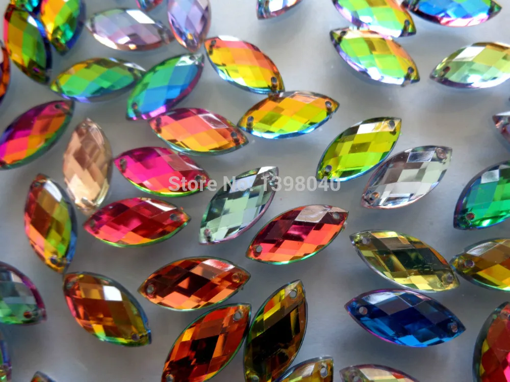 

Free shipping navette shape multi -color sew on Acryl crystal 9*20mm loose bead gemstones rhinestone strass 100pcs/bag