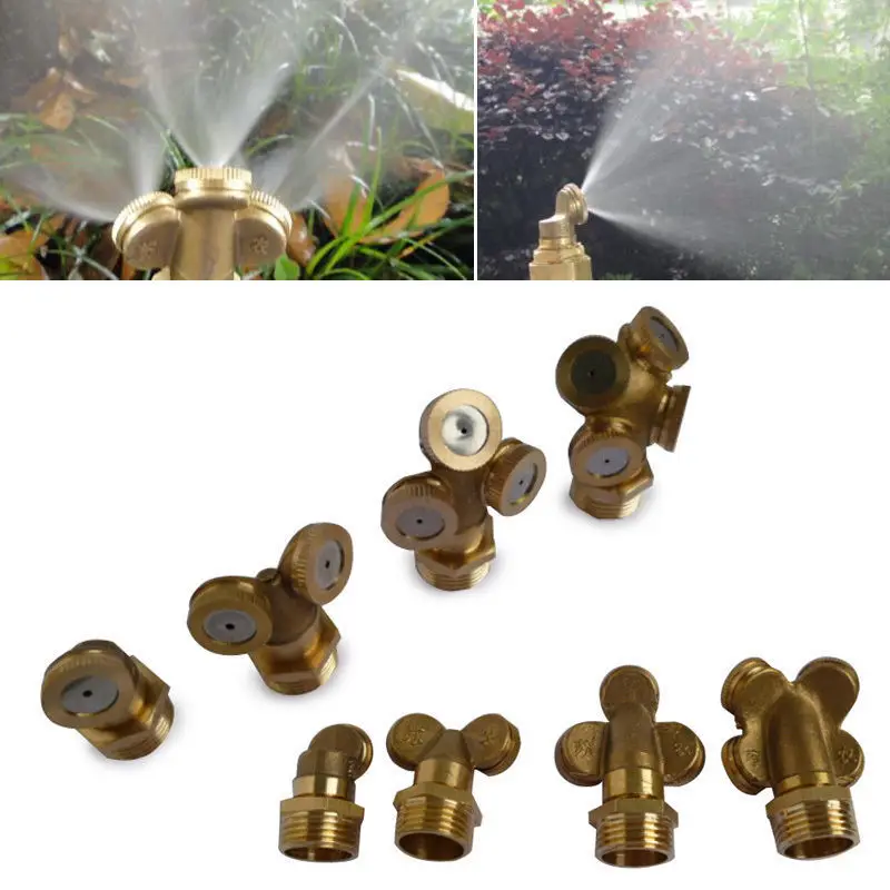 

Adjustable Brass Spray Misting Nozzle Garden Sprinklers Fitting Hose Water Connector 4 Holes Irrigation Fitting