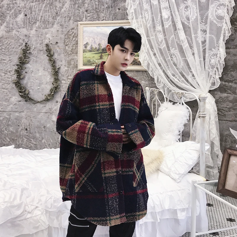 MIXCUBIC 2018 Autumn England style retro plaid woolen jackets men casual loose Long section woolen grid jacket for men
MIXCUBIC 2018 Autumn England style retro plaid woolen jackets men casual loose Long section woolen grid jacket for men