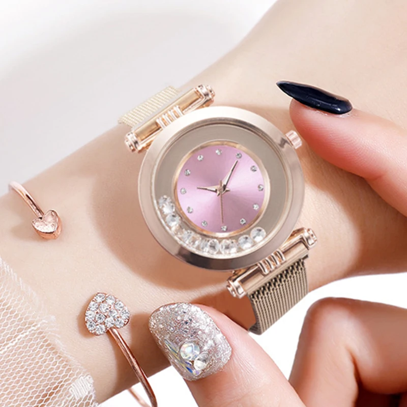 Creative Rolling Diamond Women Watch Luxury Charming Pink Stainless Steel Mesh Quartz Clock 2019 Magnetic Watch relogio feminino
Creative Rolling Diamond Women Watch Luxury Charming Pink Stainless Steel Mesh Quartz Clock 2019 Magnetic Watch relogio feminino