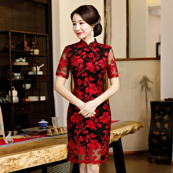 Short style Ladies Mesh Embroidery Cheongsam 2018 Stylish Chinese Knee Length Dress Womens Qipao Slim Party Dresses Vestido
Short style Ladies Mesh Embroidery Cheongsam 2018 Stylish Chinese Knee Length Dress Womens Qipao Slim Party Dresses Vestido