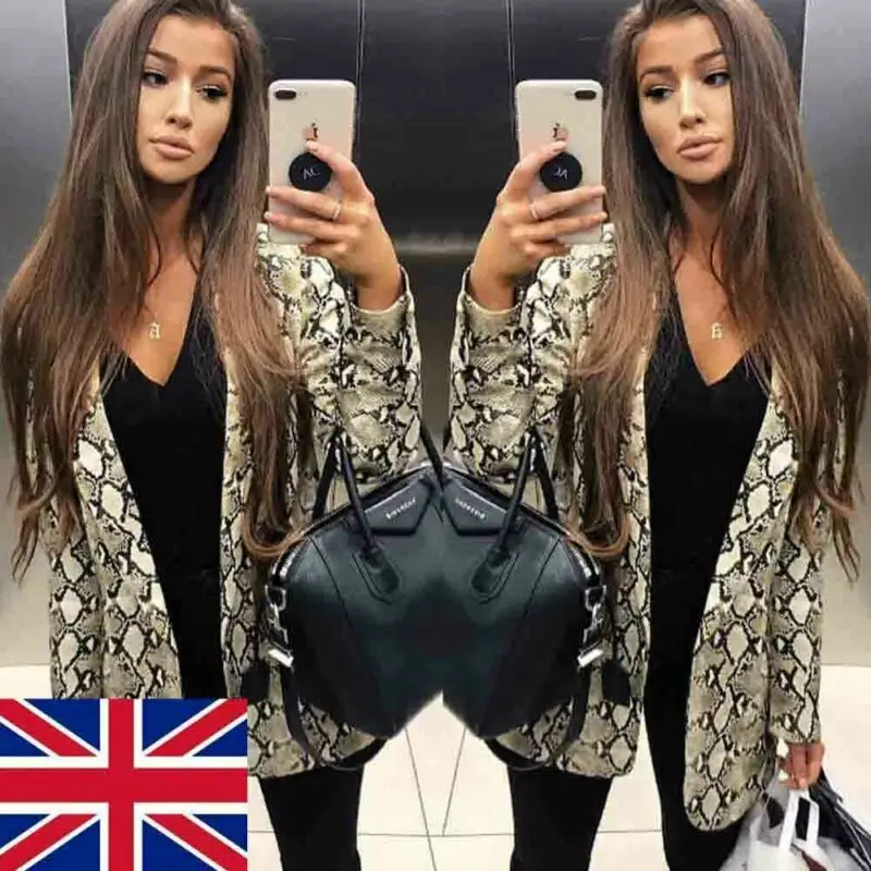 Lady Autumn Snake Print Coat Women Long Sleeve Suit Cardigan Coat Blazer Office Jacket Casual Spring Clothes 2019
Lady Autumn Snake Print Coat Women Long Sleeve Suit Cardigan Coat Blazer Office Jacket Casual Spring Clothes 2019