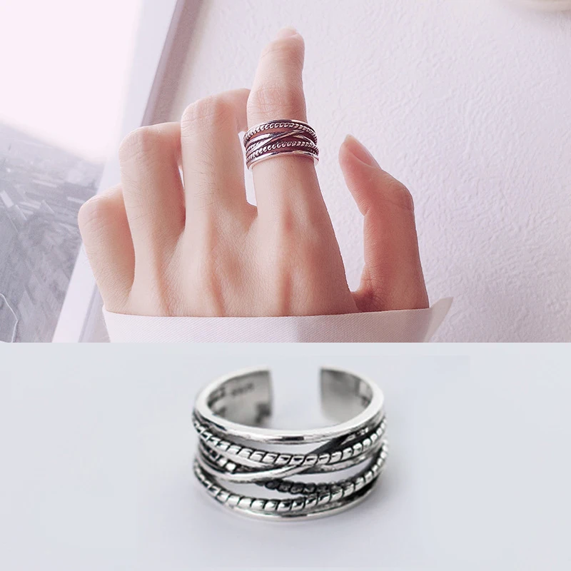 RYOUCUTE 100% Real 925 Sterling Silver Exaggerated Personality Multilayer Retro Rings for Women Statement Adjustable Finger Ring
RYOUCUTE 100% Real 925 Sterling Silver Exaggerated Personality Multilayer Retro Rings for Women Statement Adjustable Finger Ring