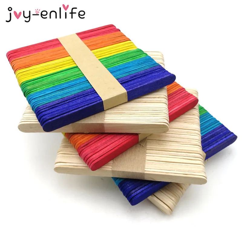 Image 50pcs Wooden Popsicle Stick Kids Hand Crafts Art Ice Cream Lolly Cake DIY Making Funny Gift