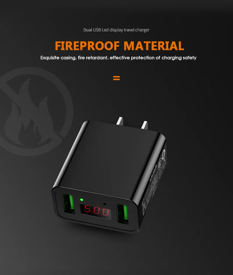 2.2A Smart Fast Charger Mobile Wall Charger 2 Port USB Phone Charger LED Display EU Plug Total Maxfor IPhone IPad Samsung
2.2A Smart Fast Charger Mobile Wall Charger 2 Port USB Phone Charger LED Display EU Plug Total Maxfor IPhone IPad Samsung