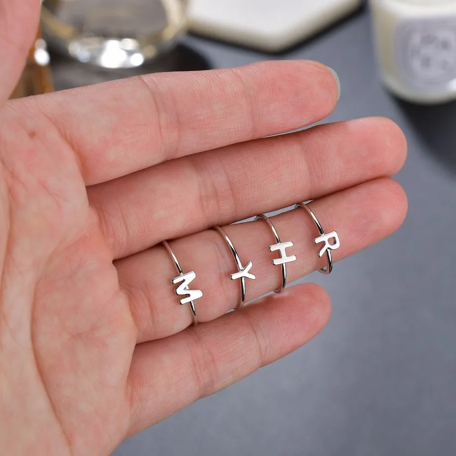 Romantic A-Z Metal Adjustable Stainless Steel Ring Initial 26 Letters Rings Women Silver Wedding Rings Christmas Lovers' Gifts
Romantic A-Z Metal Adjustable Stainless Steel Ring Initial 26 Letters Rings Women Silver Wedding Rings Christmas Lovers' Gifts