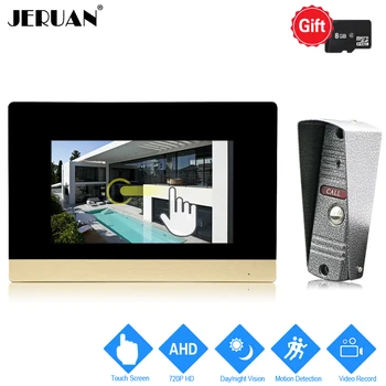 

JERUAN 720P AHD Motion Detection 7`` Touch Screen Video Doorbell Door Phone Intercom System Record Monitor +HD IR Mini Camera