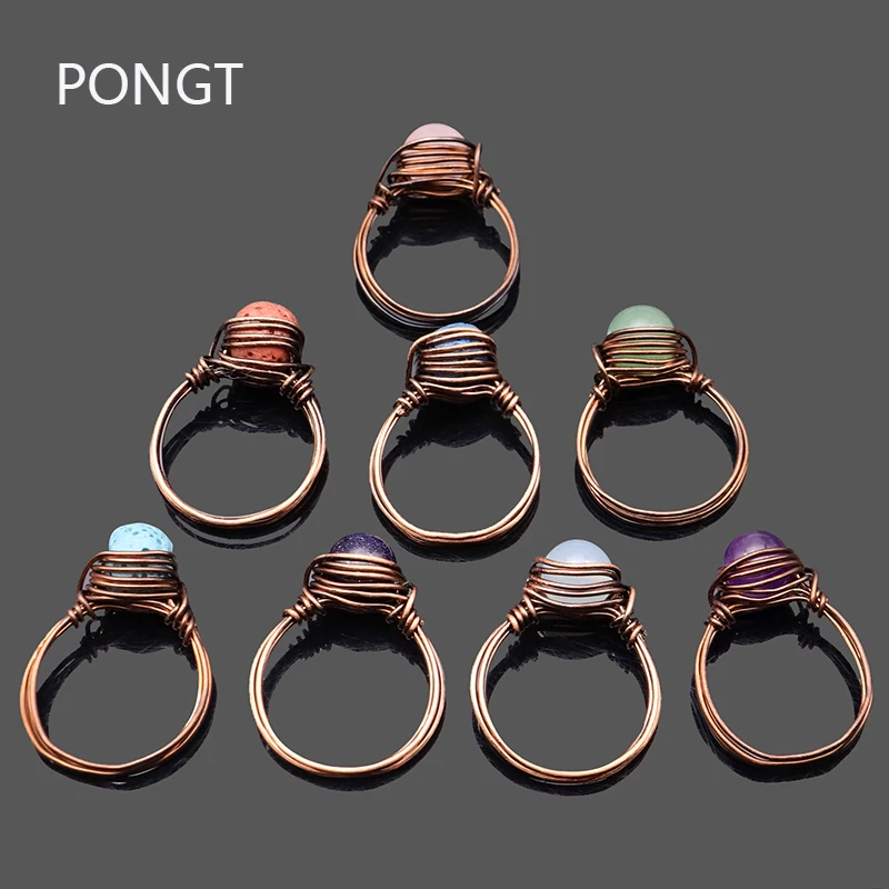 Vintage antique copper wire wrapped natural stone Ring for women Blue Sandstone Purple stone boho ring fashion jewelry
Vintage antique copper wire wrapped natural stone Ring for women Blue Sandstone Purple stone boho ring fashion jewelry