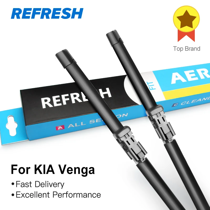 

REFRESH Wiper Blades for KIA Venga 26"&14" Fit Push Button Arms 2009 2010 2011 2012 2013 2014 2015