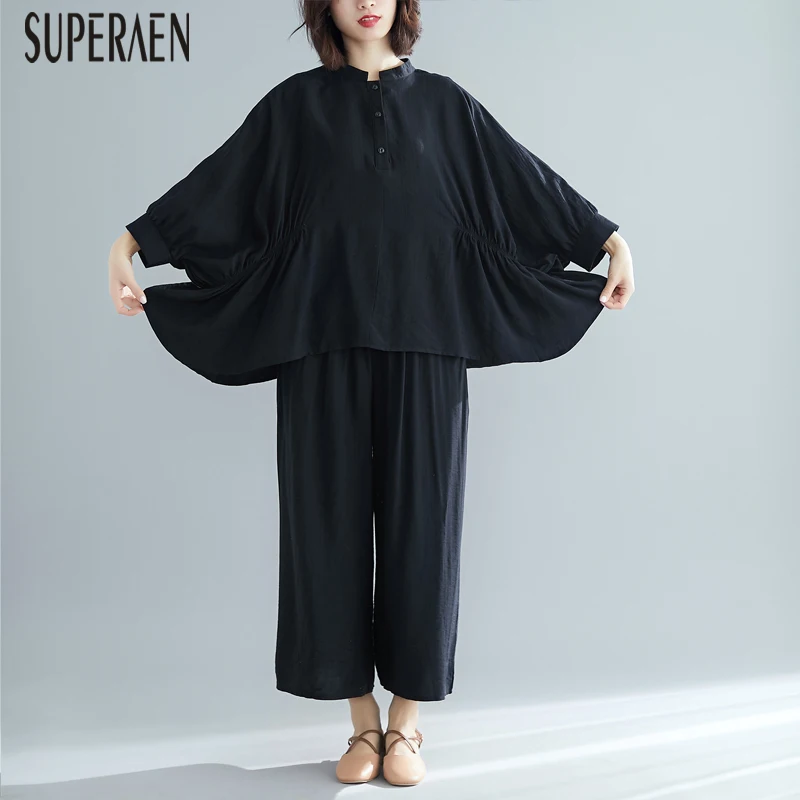 SuperAen Korean Style Pluz Size Women's Sets Summer New 2019 Bat-wing Sleeve Women Shirt Loose Wide Leg Pants Two Pieces Female
SuperAen Korean Style Pluz Size Women's Sets Summer New 2019 Bat-wing Sleeve Women Shirt Loose Wide Leg Pants Two Pieces Female