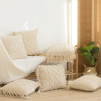 Hand-woven Geometric Pattern Cushion Cover Macrame Pillow Cover Boho Home Decor Tassel Cushion Cojines Decorativos Para Sofa
Hand-woven Geometric Pattern Cushion Cover Macrame Pillow Cover Boho Home Decor Tassel Cushion Cojines Decorativos Para Sofa
