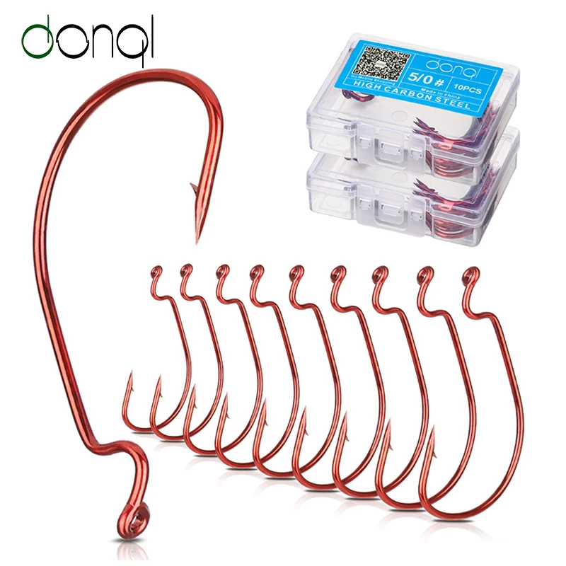 DONQL 10pcs/ Set Red Wide Crank Offset Fishing Hook Carbon Steel Fishhook For Soft Worm Lure 5/0#-1# Barbed Carp Fishing Hooks
DONQL 10pcs/ Set Red Wide Crank Offset Fishing Hook Carbon Steel Fishhook For Soft Worm Lure 5/0#-1# Barbed Carp Fishing Hooks