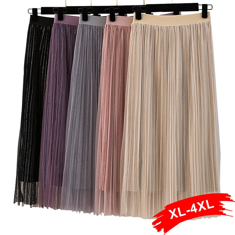 Plus Size Sequined Mesh Midi Skirts 4Xl Two Pieces Set Shiny Elastic Waist Pleated Sweet Cute Apricot Pink Mid Calf Tulle Skirt
Plus Size Sequined Mesh Midi Skirts 4Xl Two Pieces Set Shiny Elastic Waist Pleated Sweet Cute Apricot Pink Mid Calf Tulle Skirt