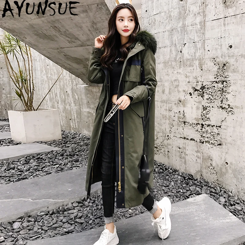 AYUNSUE Luxury Natural Rabbit Fur Liner Parka 2019 Winter Jacket Women Raccoon Fur Collar Long Trench Coat Female Parkas MY3585
AYUNSUE Luxury Natural Rabbit Fur Liner Parka 2019 Winter Jacket Women Raccoon Fur Collar Long Trench Coat Female Parkas MY3585
