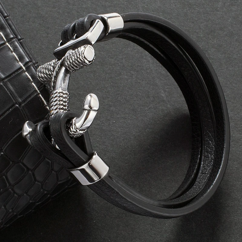 Vintage Leather Bracelet Stainless Steel Cross Anchor Toggle-Clasps Black Men Bracelets Fashion Male Wrist Band Jewelry Gifts
Vintage Leather Bracelet Stainless Steel Cross Anchor Toggle-Clasps Black Men Bracelets Fashion Male Wrist Band Jewelry Gifts