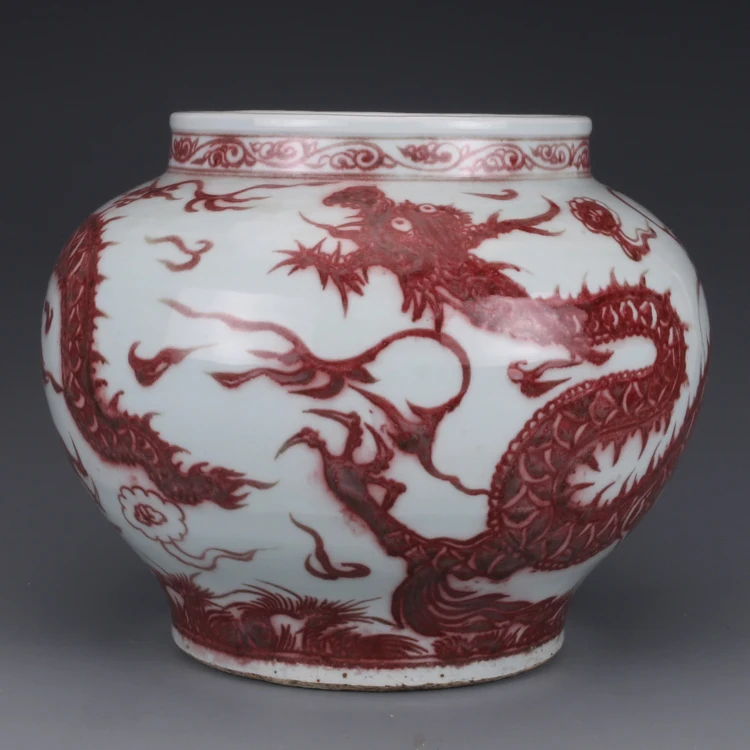 Antique YuanDynasty porcelain pot, red dragon large can,hand painted crafts,Decoration,collection&Adornment
Antique YuanDynasty porcelain pot, red dragon large can,hand painted crafts,Decoration,collection&Adornment