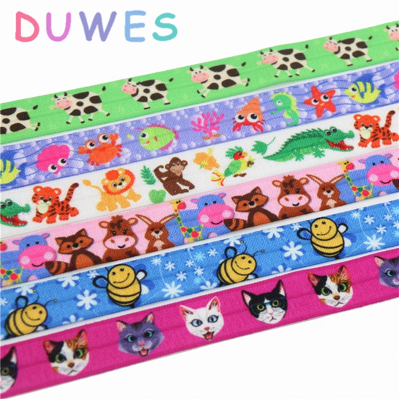 DUWES 50yards forest animal cow sea bee cat printed Fold Elastic FOE stretch ribbon hairbow headwear Wholesale D827
DUWES 50yards forest animal cow sea bee cat printed Fold Elastic FOE stretch ribbon hairbow headwear Wholesale D827