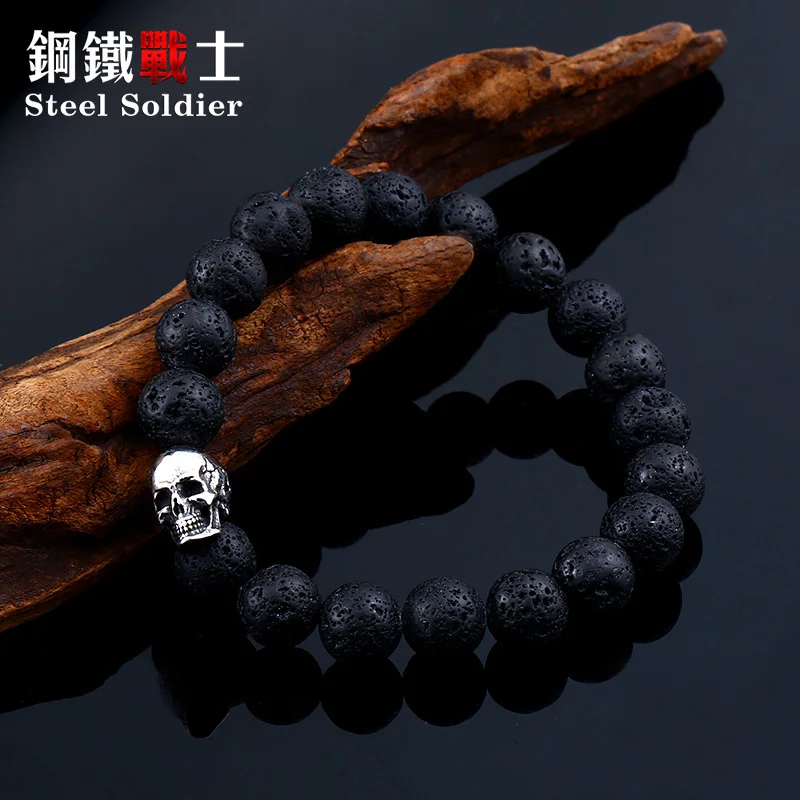 Steel soldier unique items exquisite cute skull 10mm lava stone fashion women bracelet yoga sport trendy jewelry 2018 
Steel soldier unique items exquisite cute skull 10mm lava stone fashion women bracelet yoga sport trendy jewelry 2018