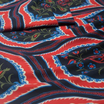 Totem Style: Red and navy paisley floral print silk spun fabric, sewing for shirt, skirt, dress, cheongsam, craft by the yard
Totem Style: Red and navy paisley floral print silk spun fabric, sewing for shirt, skirt, dress, cheongsam, craft by the yard